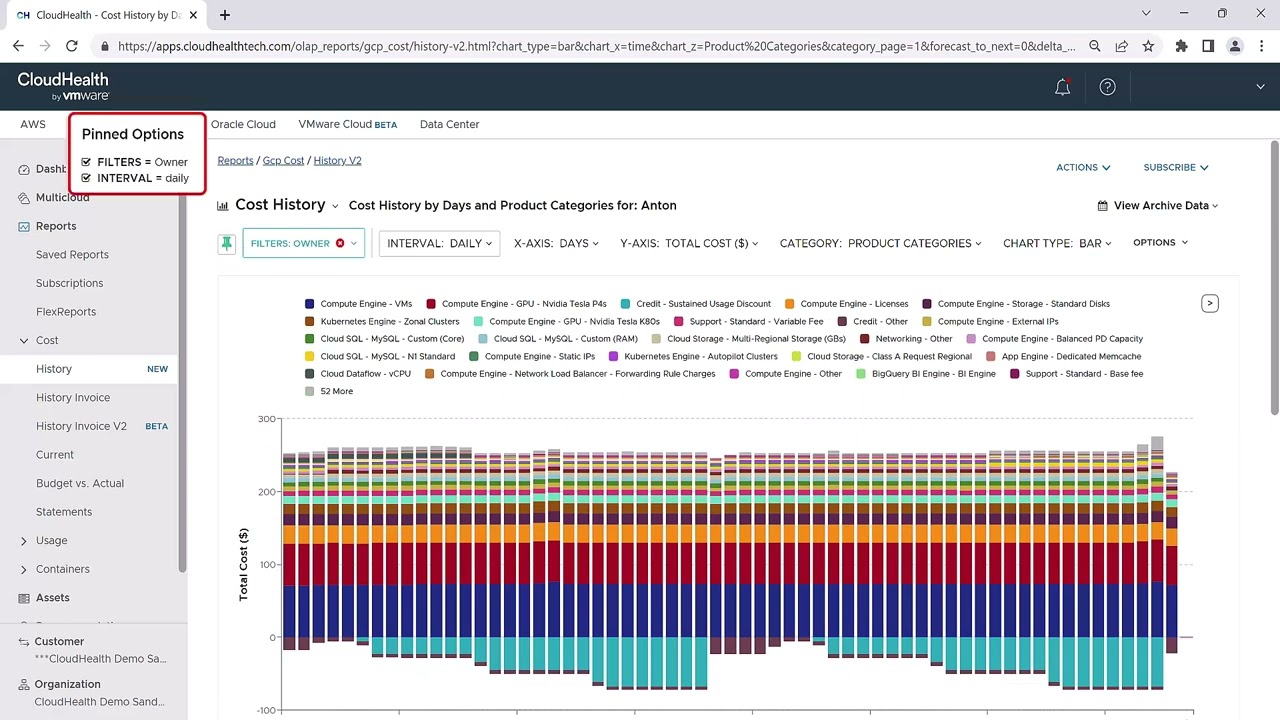 Report Pinning (GCP) - VMware Aria Cost powered by CloudHealth