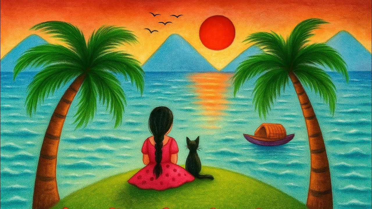 A very easy scenery drawing for beginners step by step 