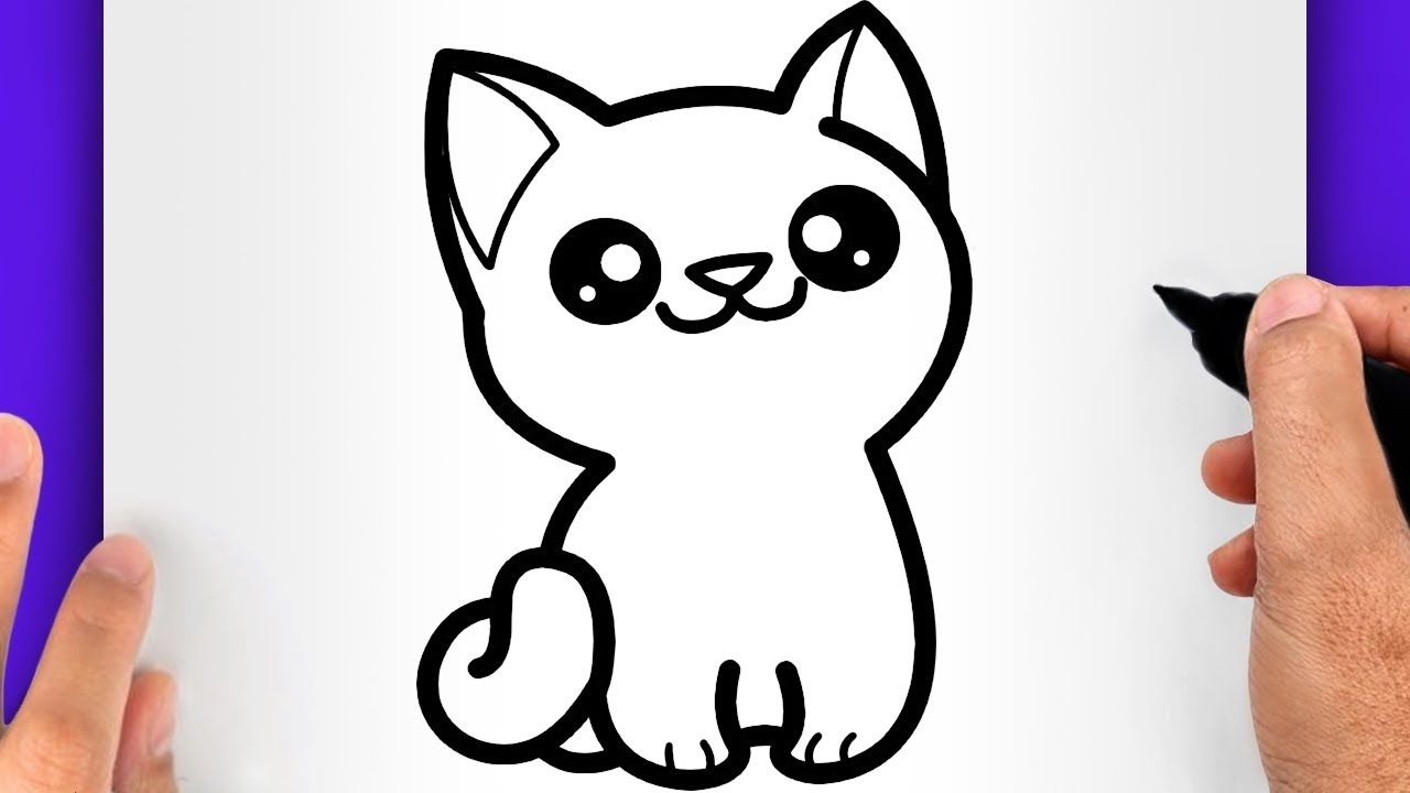 DESSIN FACILE KAWAII | COMMENT DESSINER UN CHAT FACILEMENT - DESSIN DE CHAT FACILE