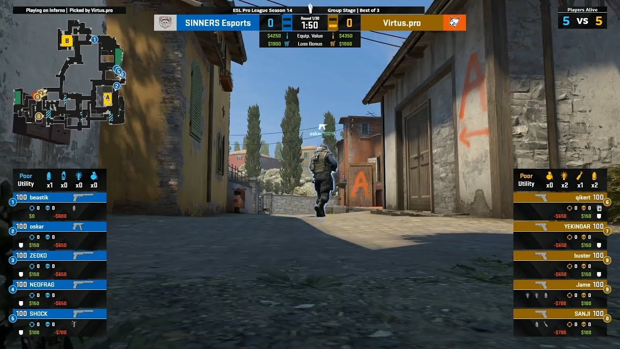 SINNERS vs. Virtus.Pro | ESL Pro League 14 | Group B