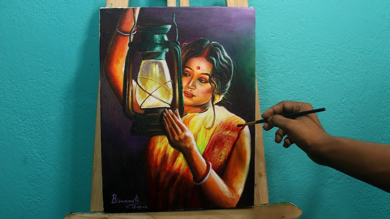 Indian Village girl painting | Acrylic painting tutorial