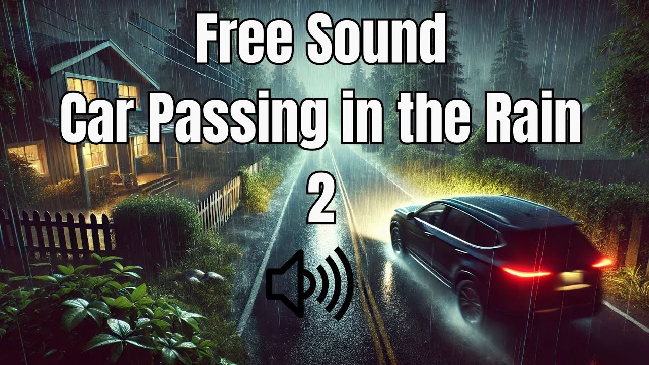Copyright Free Car Passing in the Rain close part 2 -Car Passing Behind| Download and Use
