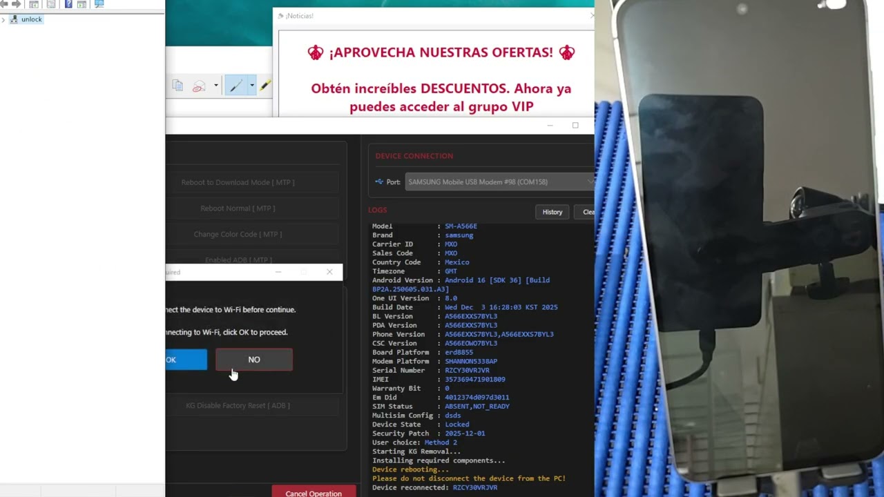 kg samsung A56 5g android 16 de diciembre 2025 proceso completo sin reprogramar