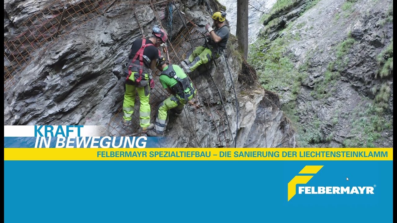 Felbermayr Spezialtiefbau saniert wegen Felssturz in Klamm