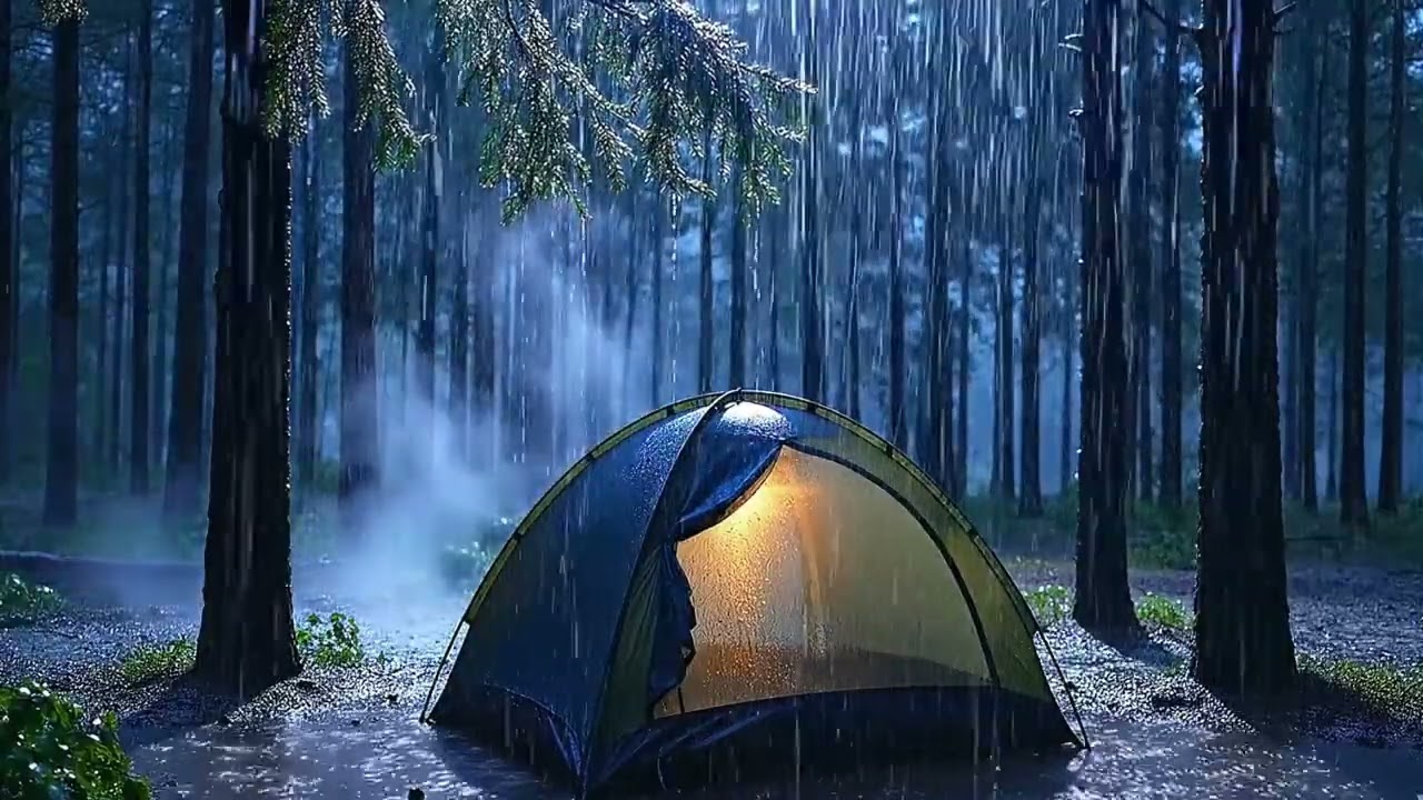 Heavy rain sounds for sleeping 1 hour non stop video satisfaction 🌧️