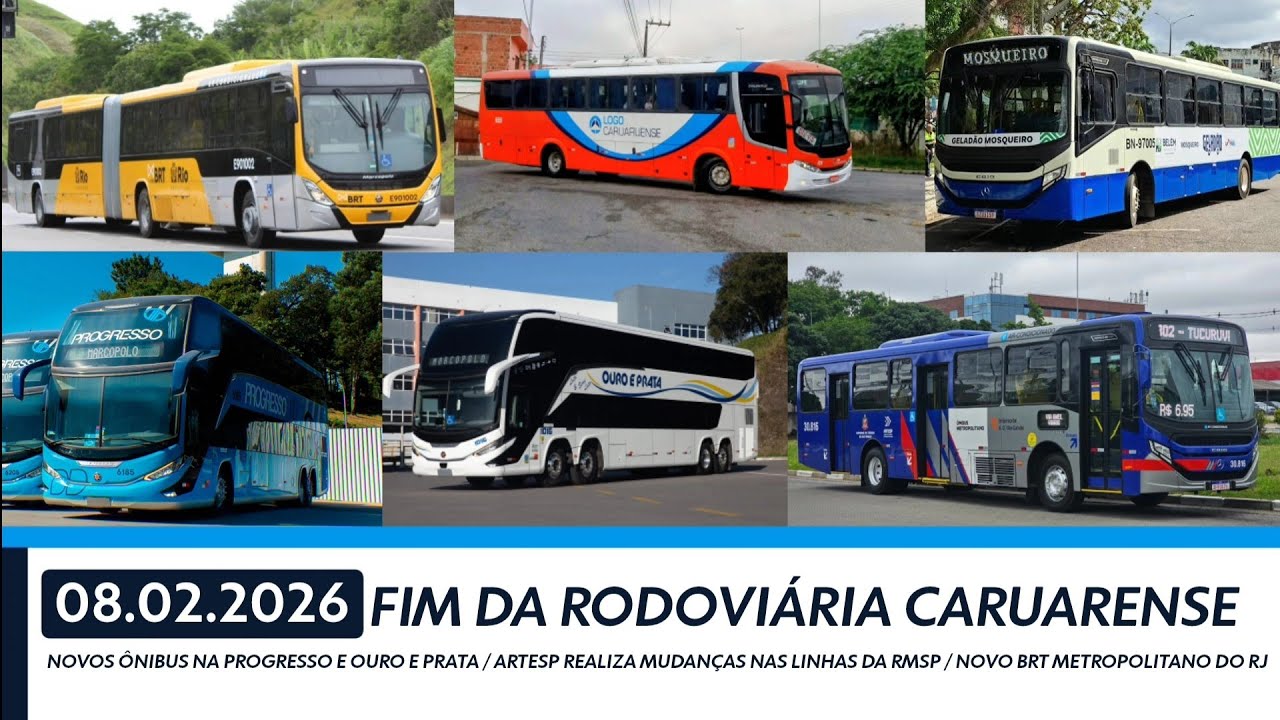 Конец автовокзала Каруару - Новые автобусы G8 от Progresso и Ouro e Prata - Metropolitan BRT в Ри...