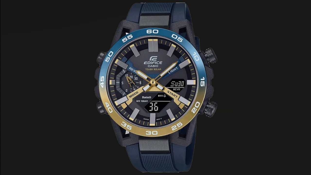 Edifice Casio Digital Black Dial Blue Resin Band Men's Watch