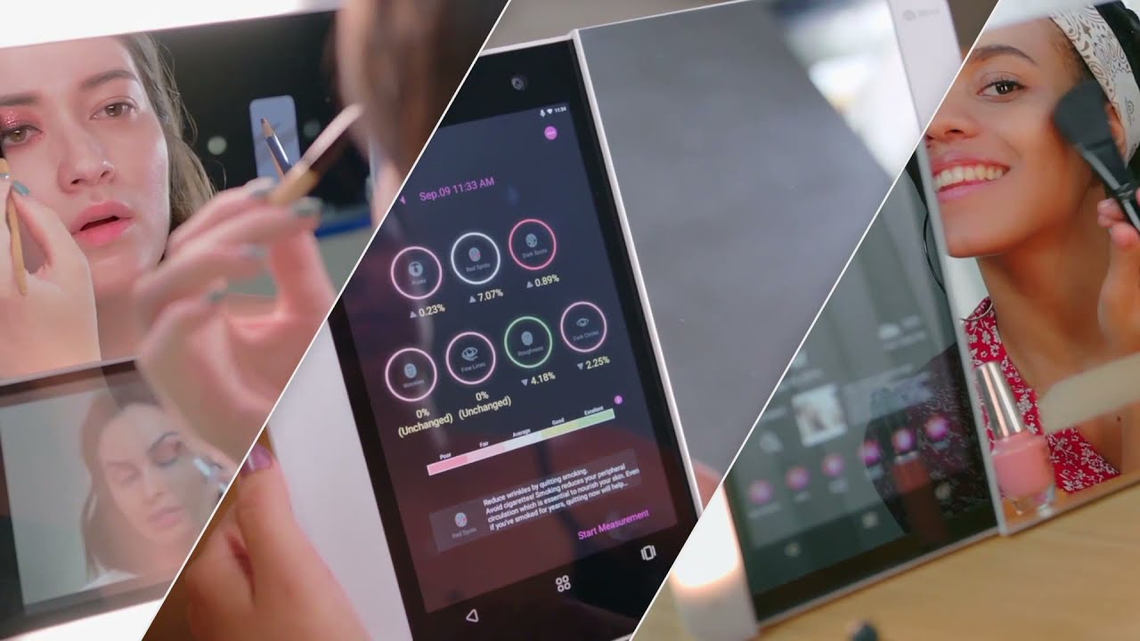 HiMirror Slide: Smart Makeup Mirror with Skin Detector, LED Lights, Foldable Stand