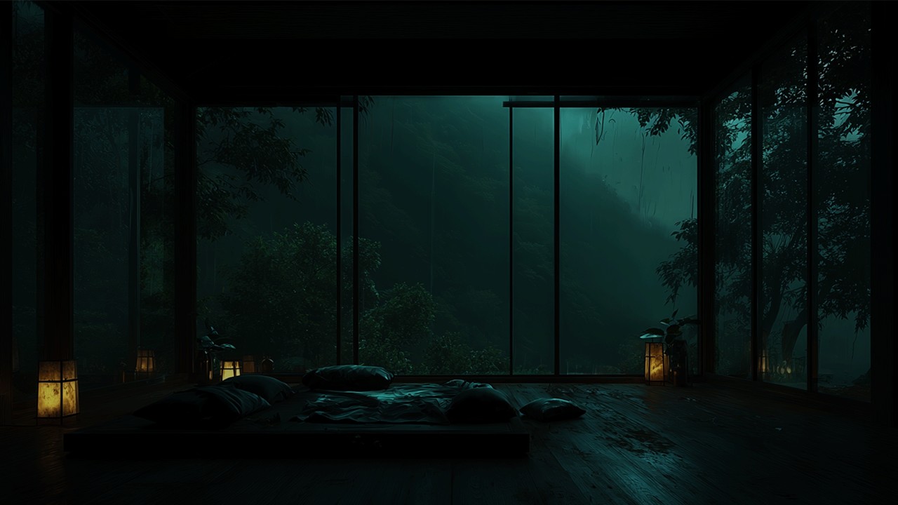 Dark Screen Rain Sounds 🌙 Cozy Cabin Ambience for Sleeping & Studying