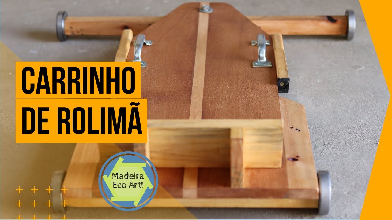 Assim você nunca viu! Como fazer carrinho de rolimã de madeira   how to make rolling cart - DIY