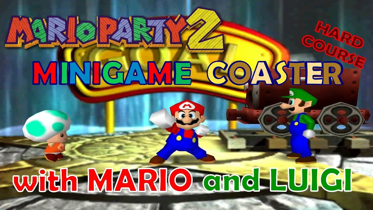 Mario Party 2 Minigame Coaster Hard Course with MARIO and LUIGI