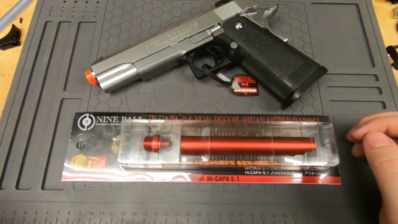 T021🔫 Tokyo Marui hi-capa laylax nine ball outer barrel install | Airsoft toy tech guide
