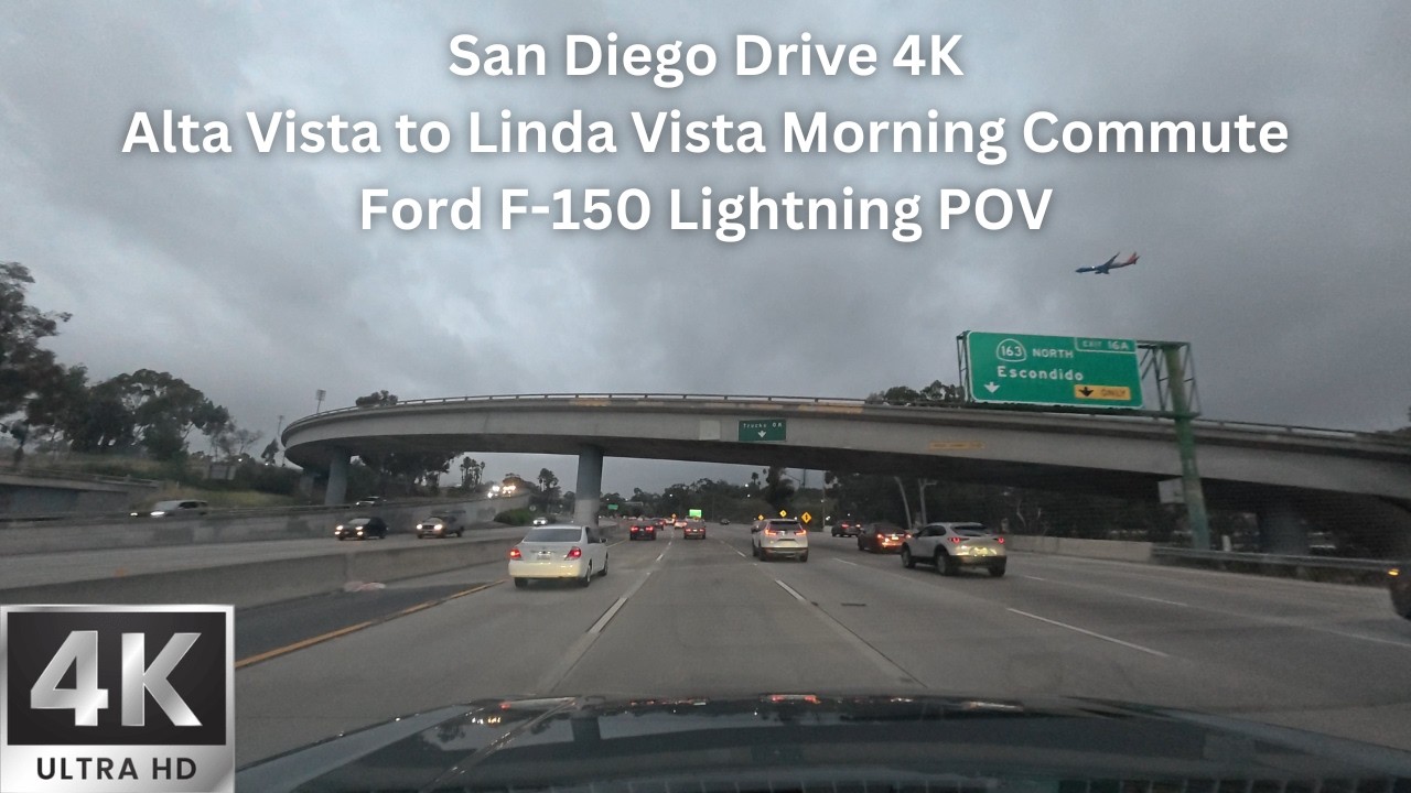 San Diego Morning Commute 4K | Alta Vista to Linda Vista (7 AM) | Ford F-150 Lightning POV