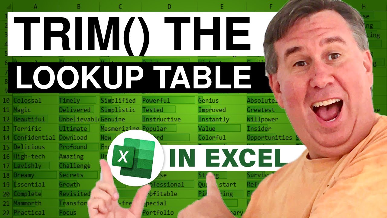 Excel - Remove Extra Spaces from VLOOKUP table with TRIM - Episode 1138