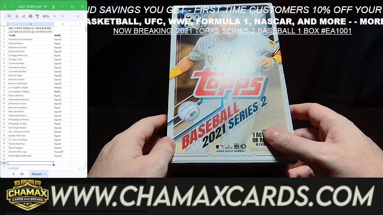 BREAKING TONIGHT: 2021 TOPPS SERIES 2 BASEBALL 1 BOX BREAK #EA1001