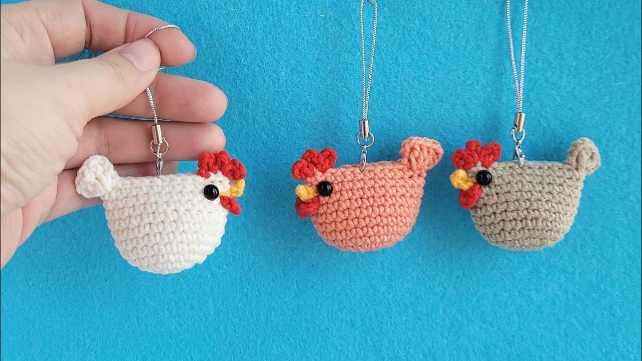 Очень лёгкая👍Курочка брелок вязаная крючком из полухлопка🐔crocheted chicken🐔gehäkeltes Huhn