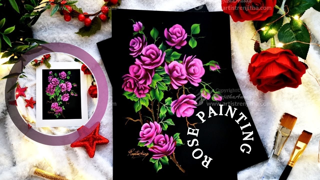 HOW TO PAINT ROSES IN ACRYLICS | step by step acrylic painting ideas for beginners