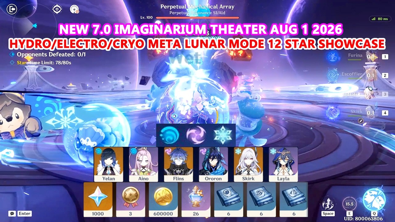New 7.0 Imaginarium Theater Aug 1 2026 | Hydro/Electro/Cryo Meta Lunar Mode 12 Star Showcase