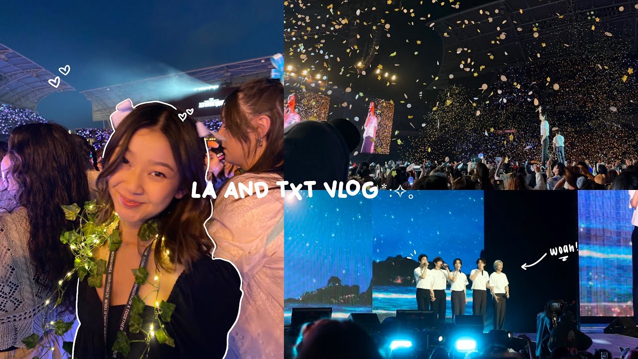 la and txt concert vlog 🤍💌 making freebies, eating around la, vip/soundcheck txt experience!