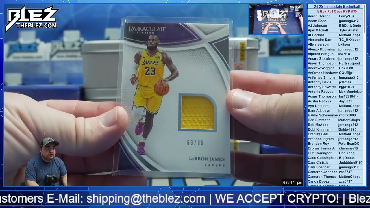 2024-25 Panini Immaculate Hobby NBA 5 Box Full Case Break #35 Pick Your Player