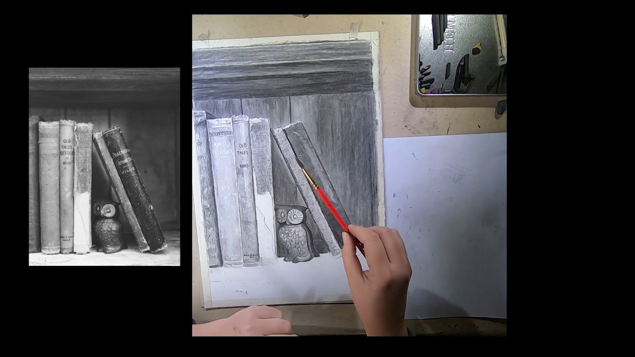 Charcoal Drawing Tutorial - Book & Owl Trailer