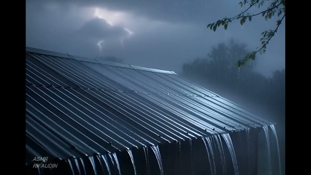 Heavy Rain on Metal Roof | ASMR Rain Sounds | 1 Hour Relaxing Storm Ambience