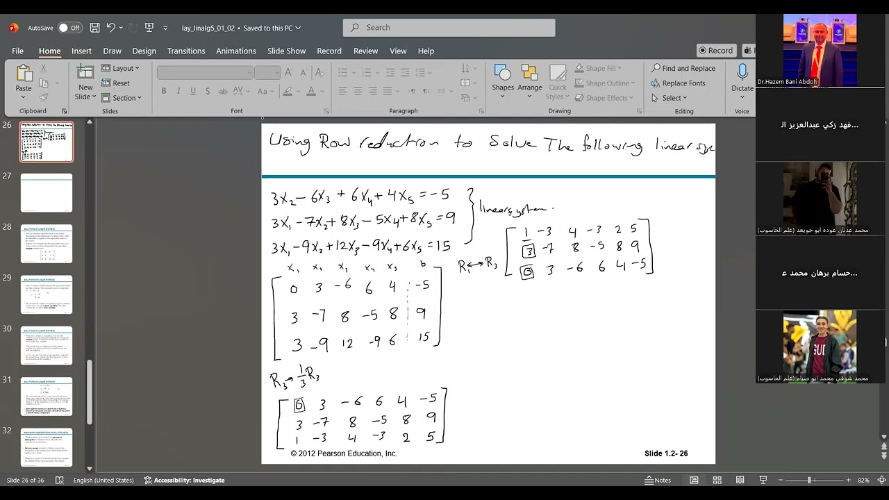 USING ROW REDUCTION TO SOLVE A LINEAR SYSTEM