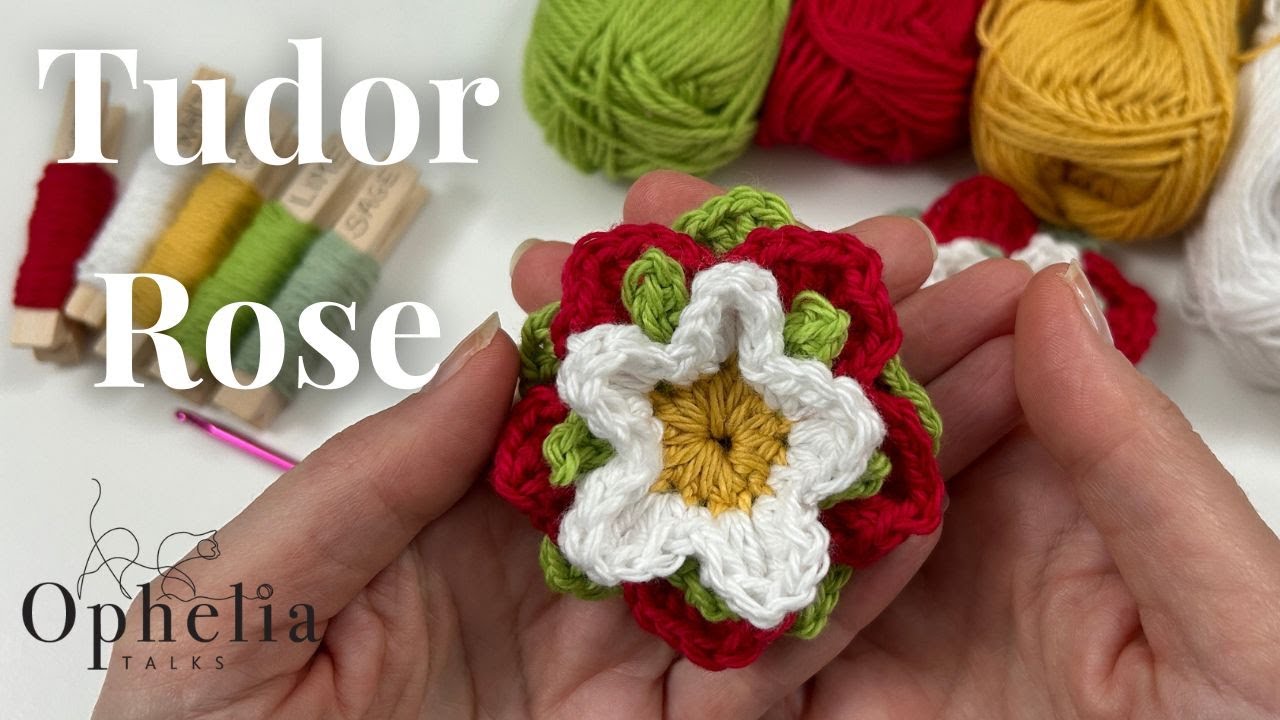 How To Crochet A Rose Flower // Coronation Tudor Rose Applique // Ophelia Talks Crochet