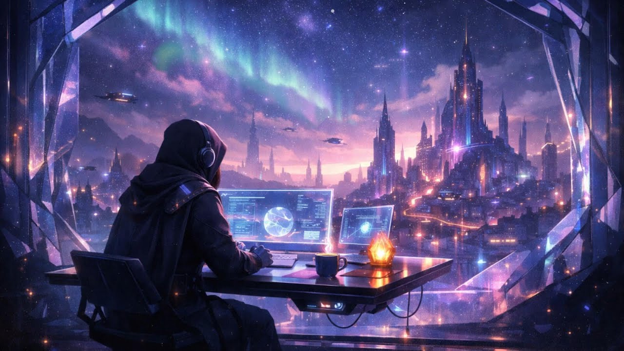 Desk After Dark – Static Between Thoughts | Futuristic Lo-Fi for Focus & Late Night Work