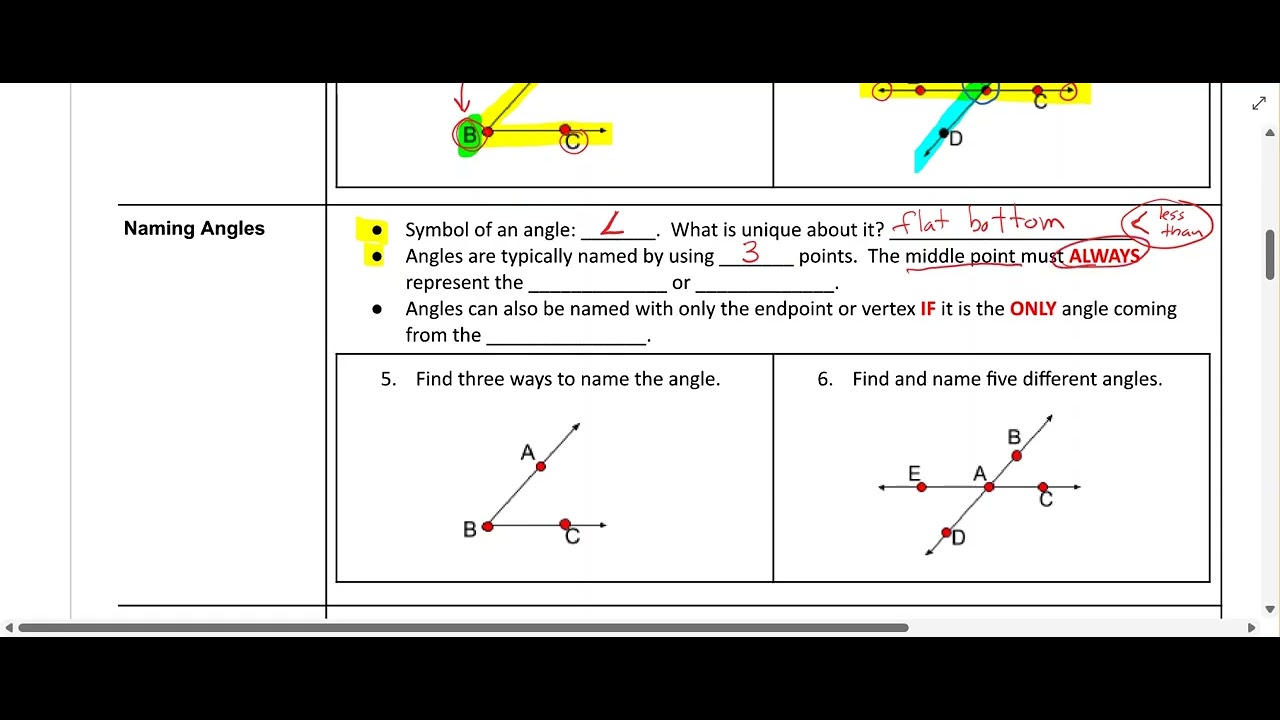 U1,3,7 1 Types of Angles & Angle Relationships