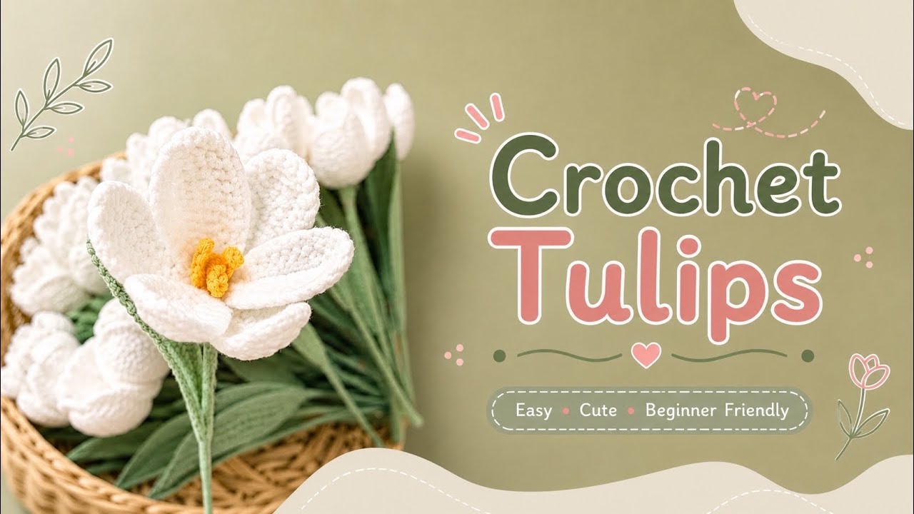 crochet tulips #ถักดอกทิวลิป #crochet #temmycraft #handmade #crochetflowers #crochettulips