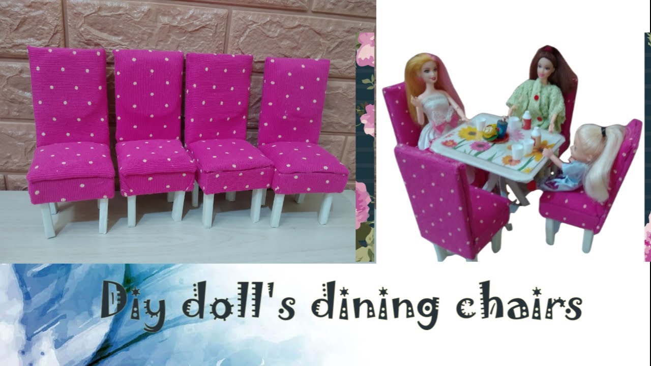 diy barbie simple dining chairs /how to make miniature furniture using cardboard #arismatoys