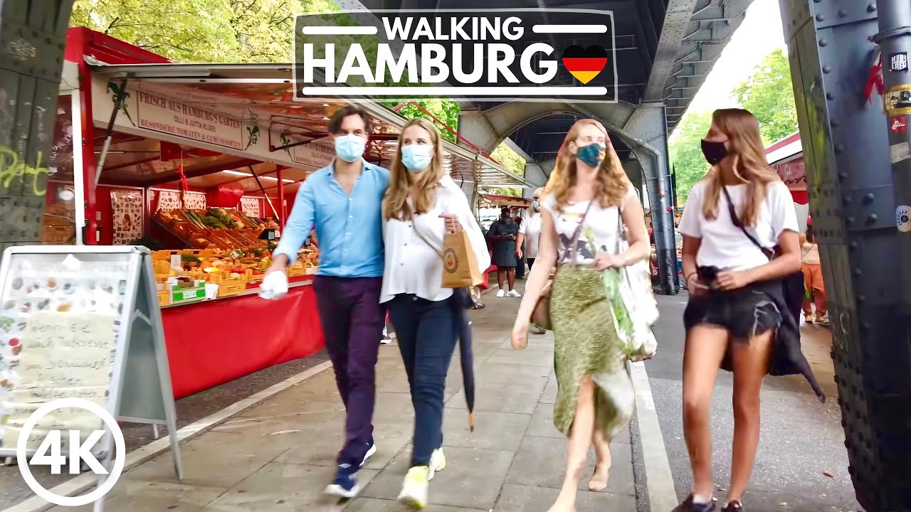 [4K] Most Famous Weekly Market in Hamburg Germany Walk Tour - Isemarkt 2020