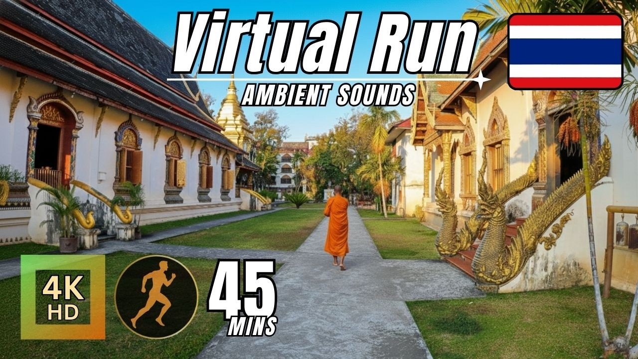 Chiang Mai Temples and streets | Thailand. 4kHD | Treadmill Workout.