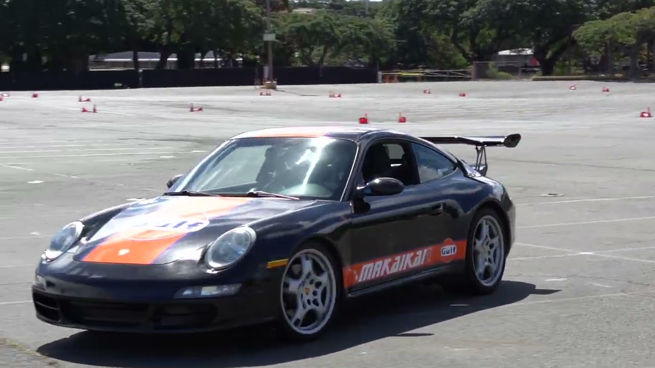 Porsche 997 runs a lot of laps at PCA Hawaii Autocross NASA\HRSA Auto-x Event