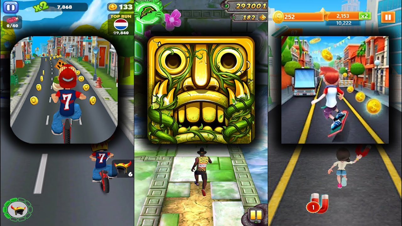 Bike Blast Vs Temple Run 2 Blooming Sands Vs Bus Rush - Endless Run Gameplay