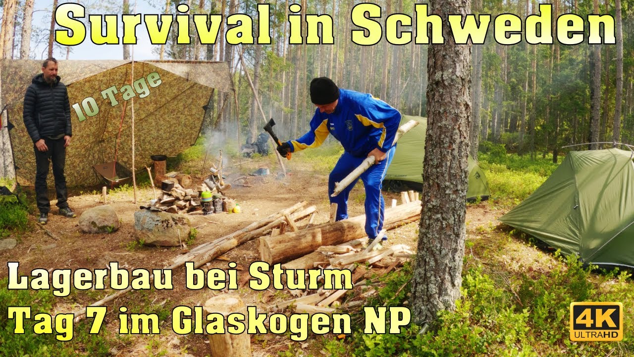 Tag 7: Lagerbau bei Sturm im Glaskogen /10 Tage Survival in Schweden
