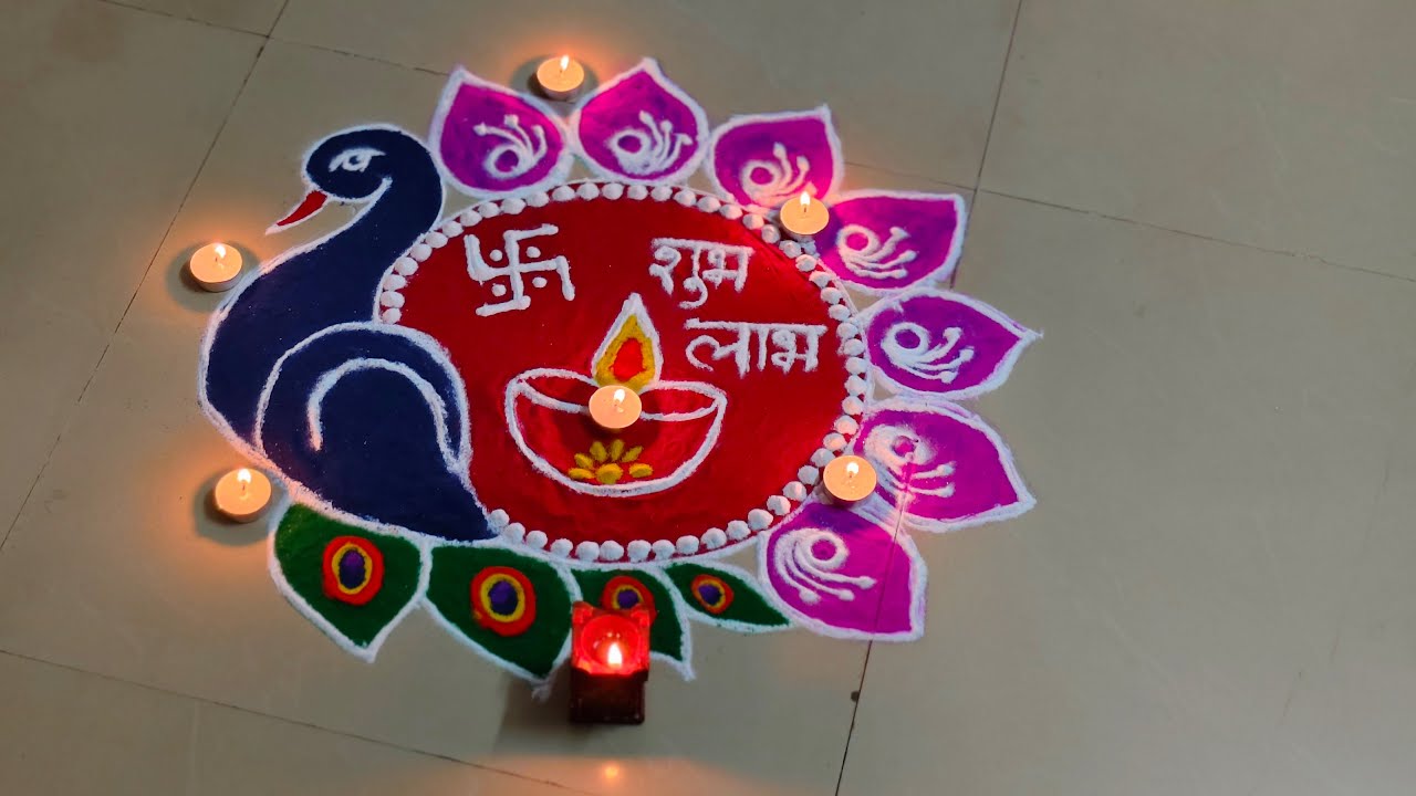 Traditional Peacock Rangoli for a Bright Diwali 2025 #rangoli