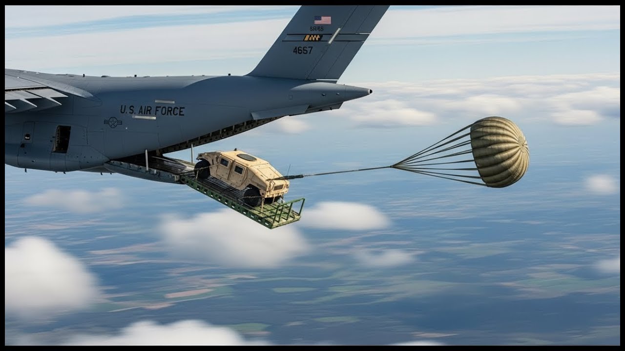 US Air Force C-17 Drops Humvee From 5,000 Feet in a Jaw-Dropping Airdrop Test