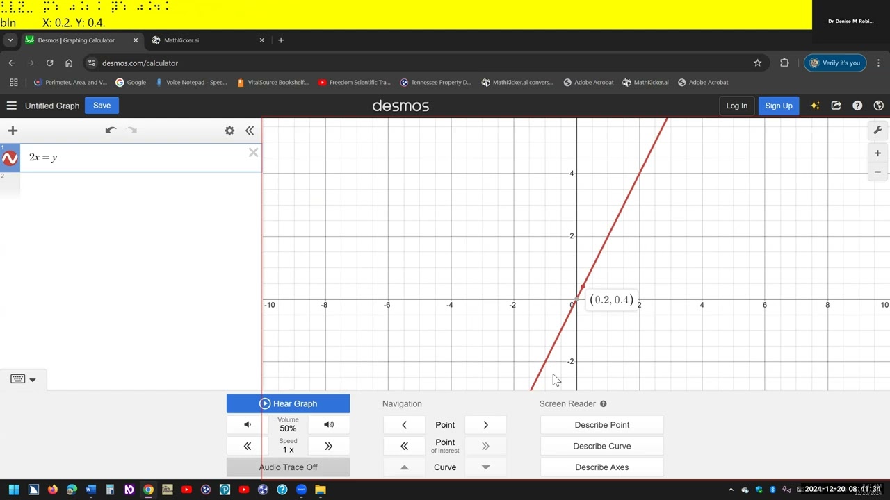 Команды графического калькулятора Desmos для отображения шрифта Брайля на брайлевском дисплее в J...