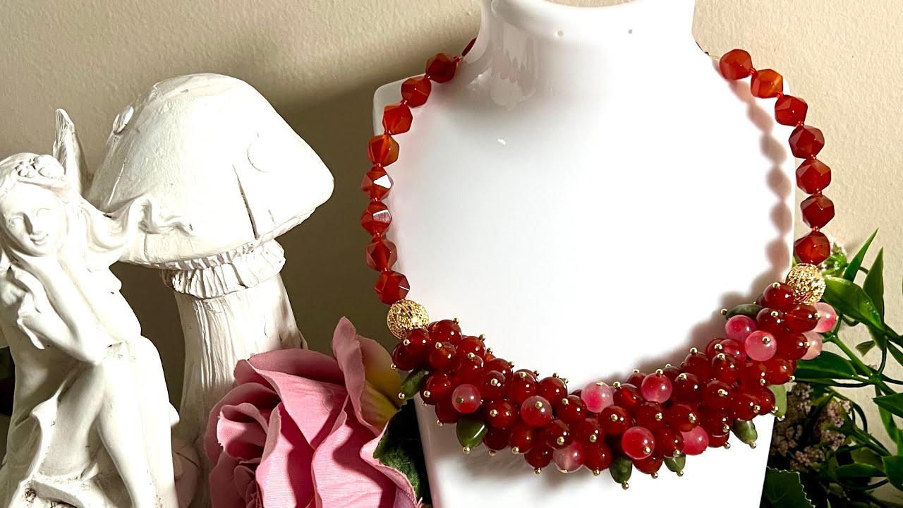 Переделка чокера «Калина» в новое колье «Калинка» от @HalynaGemBeads#украшенияизсердолика