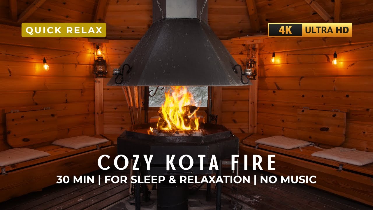 Nordic Winter Vibes 🔥 Finnish Kota Fireplace | 30 Min Cozy Crackling for Sleep, Study & Relax