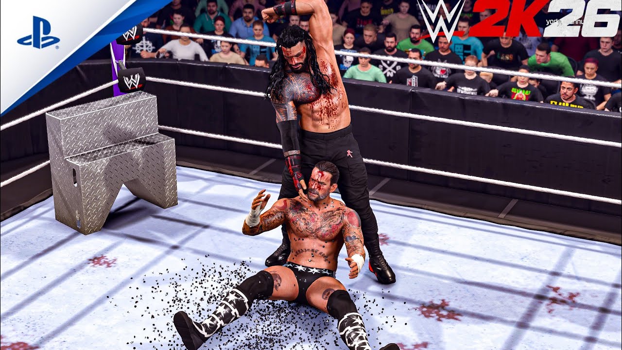 WWE 2K26 - CM Punk против Романа Рейнса - Матч по правилам Extreme Rules | PS5 Pro [4K60] #wwe2k2...