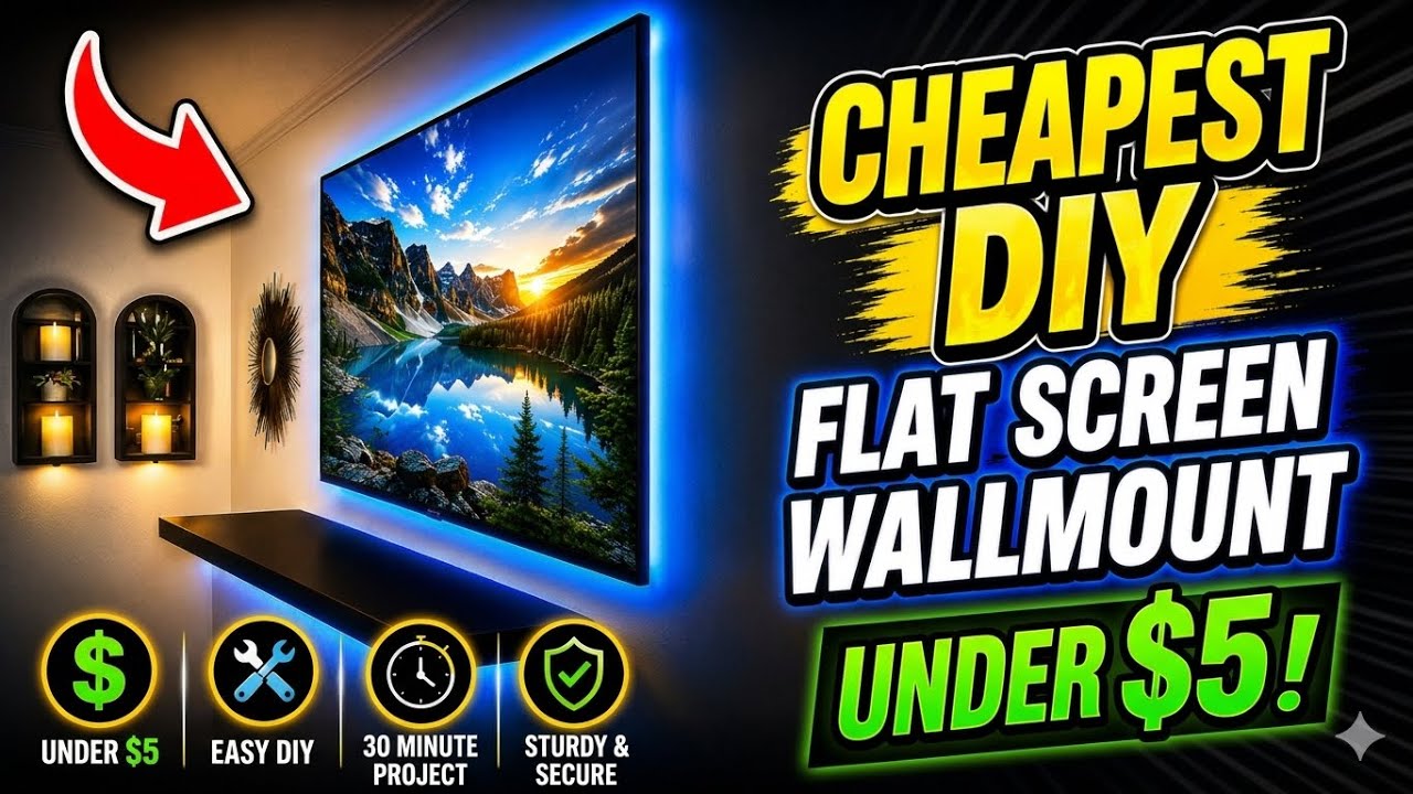DIY - CHEAPEST and EASIEST Flat Screen TV Wall Mount! 🤯