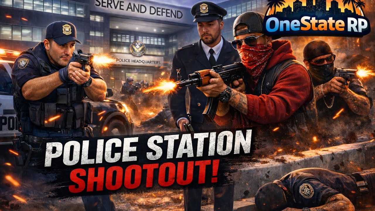 Police Station Shootout #onestate #onestaterp #police #policerp #gaming #gameplay #fyp #gamingvideos
