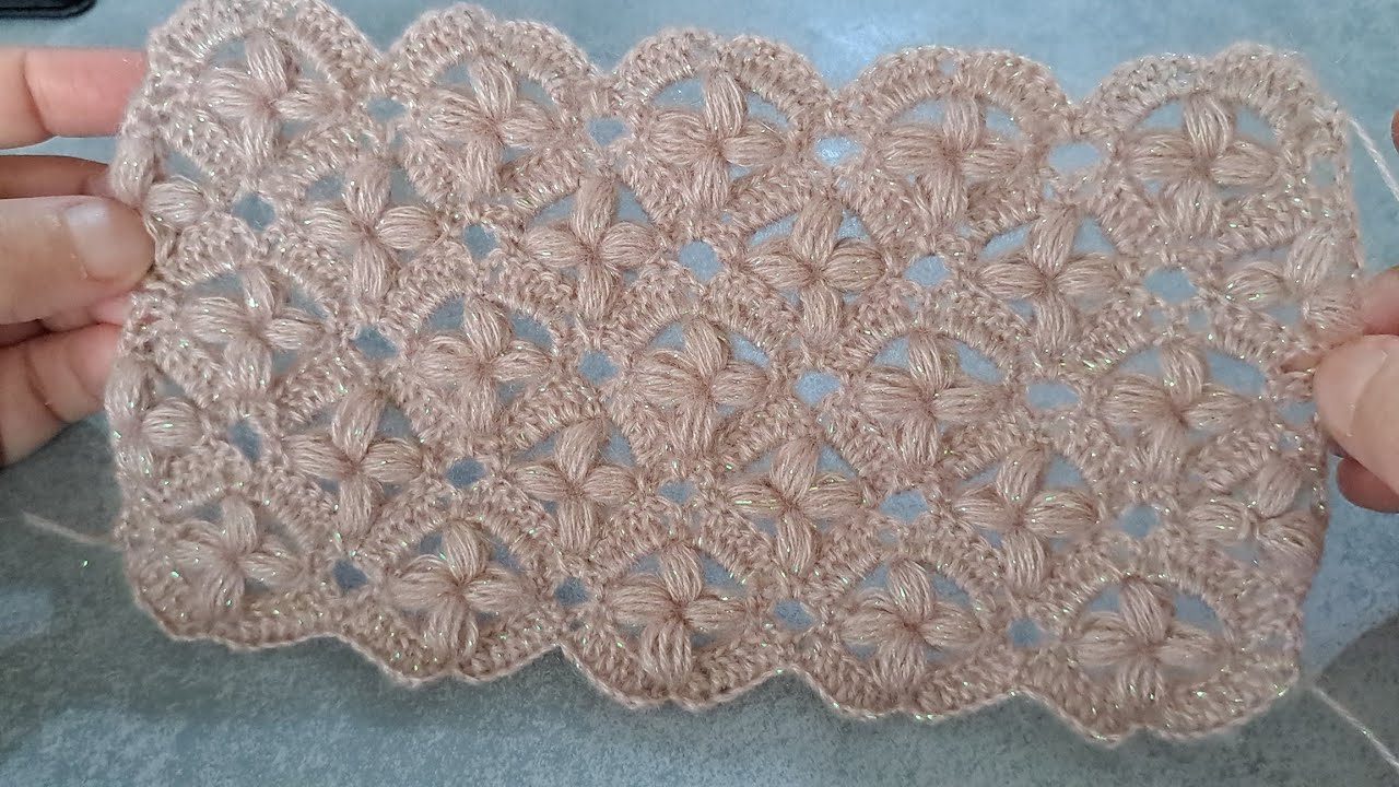 Simli iple  tığ işi etol şal yelek bluz örgü modeli #crochet