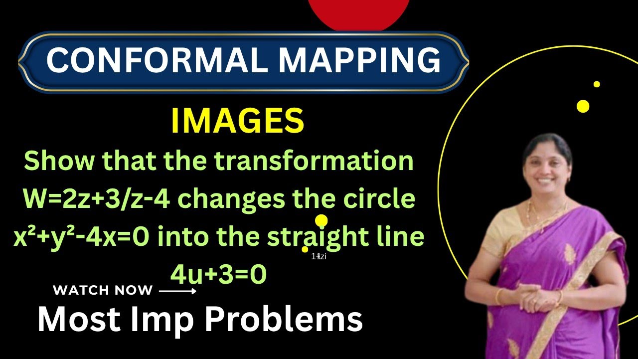 Конформное отображение - Изображения - W=2z+3/z-4 преобразует окружность x²+y²-4x=0 в прямую лини...