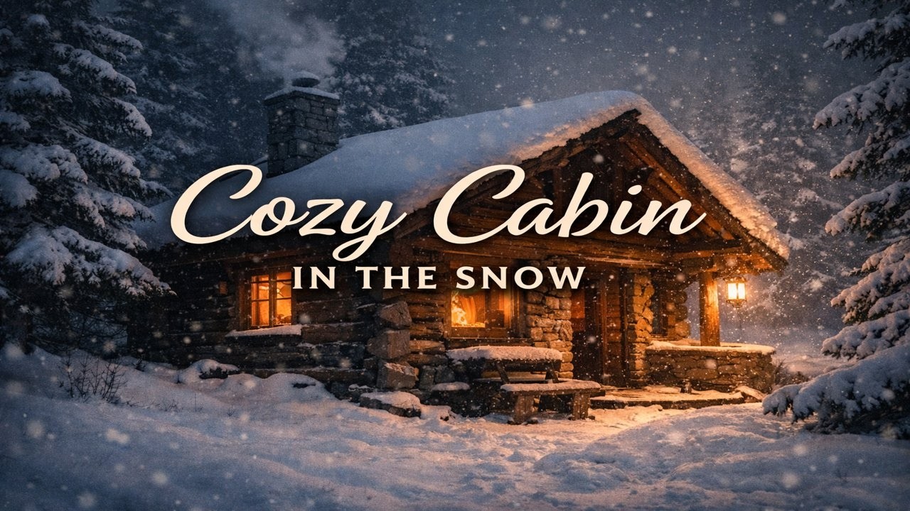 Cozy Cabin in the Snow ❄️ Fireplace Ambience with Soft Music | Relax & Sleep (4 Hours)