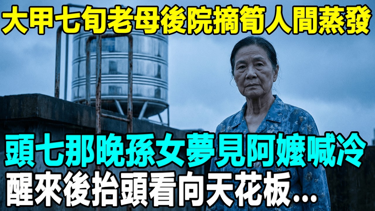大甲失智阿嬤去竹林挖筍失蹤，兒女忙著爭家產沒人找，頭七那晚孫女夢見阿嬤喊冷，掀開水塔蓋子一看…