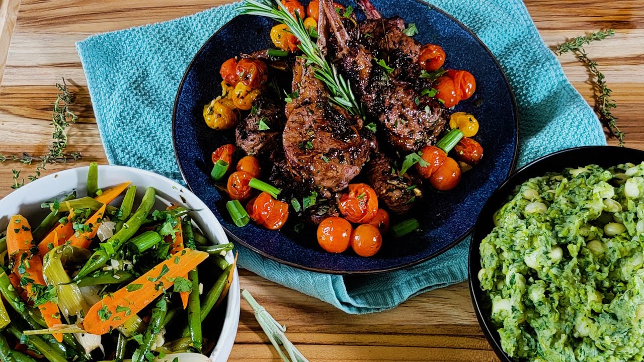 Roast Lamb Chops with Baby Carrots and Mukimo, a Kenyan Easter Table Menu | Easter and Spring Recipe